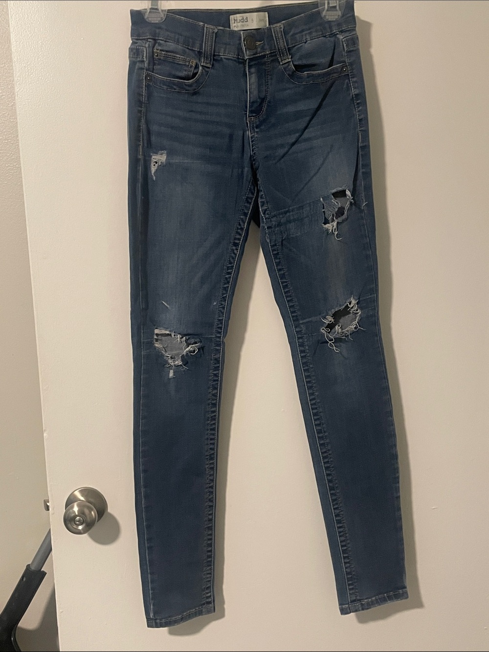 Size 5 Skinny Dark Blue Denim Jeans Dark Blue Distressed Skinny Jeans